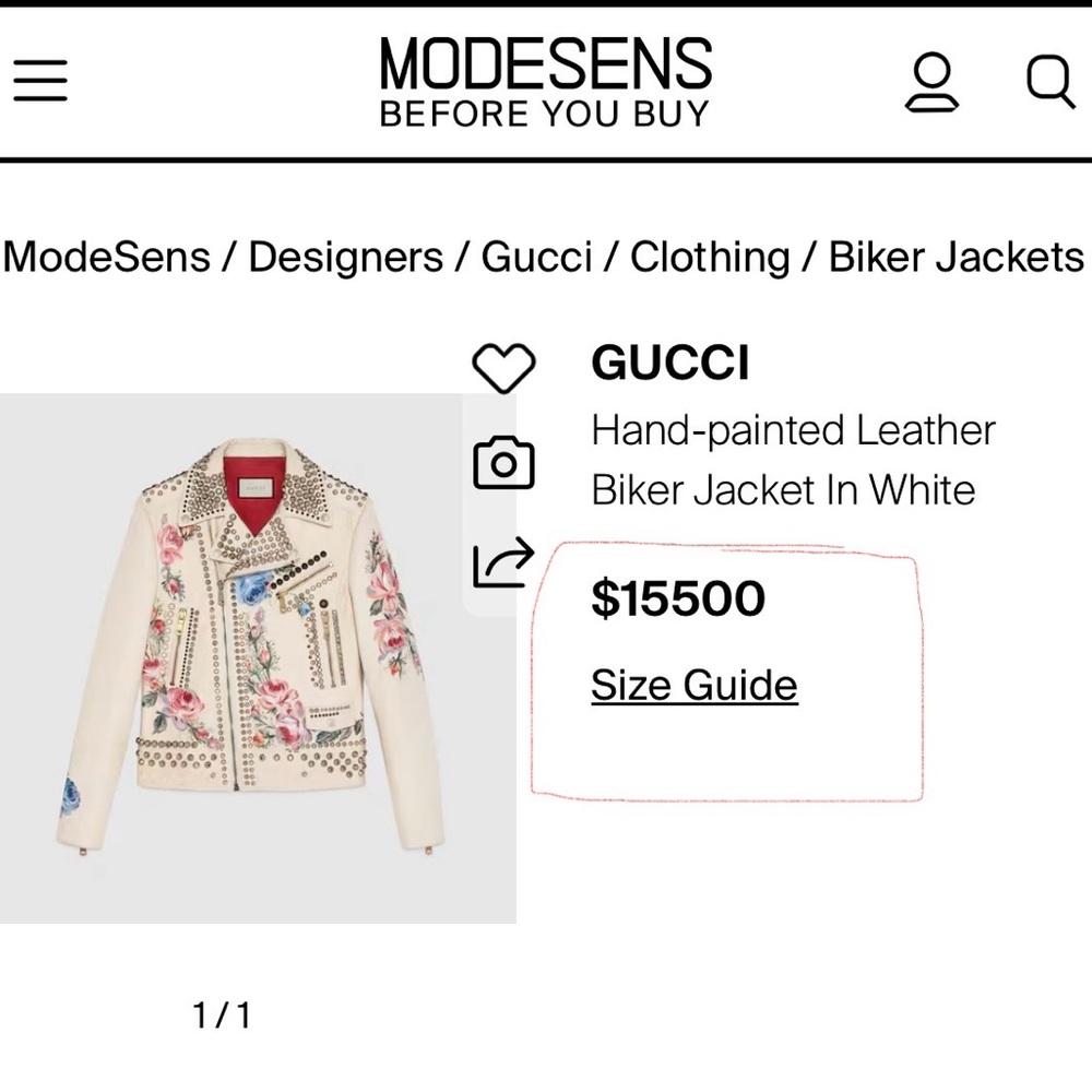 Gucci Mens Exclusive White Hand painted Floral Studded Leather Jacket - Picture 9 of 10